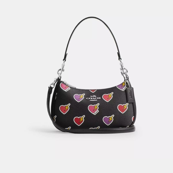 Authentic Teri Shoulder Bag With Heart Bolt Print - Picture 2 of 4